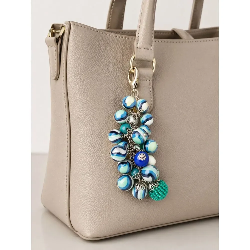Blue Silver-tone Purse Key Charm